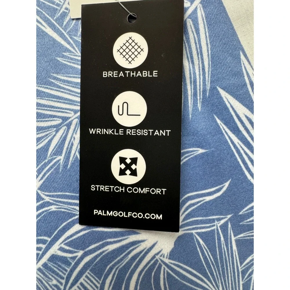 Palm Golf Co Overlook Polo Ashleigh Blue Tropical Palm Leaf Golf Shirt Mens L - Picture 4 of 13